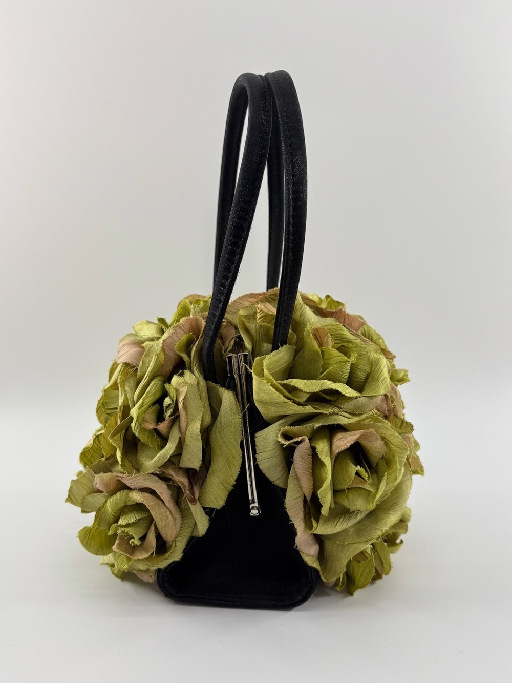 Lauren Scherr Floral Rosette Green Handbag Garden 3D Novelty Mini Purse Vintage - Picture 3 of 10